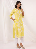 Thumbnail for Janasya Light Cotton Embroidered Straight Kurta