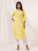 Thumbnail for Janasya Light Cotton Embroidered Straight Kurta