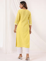 Thumbnail for Janasya Light Cotton Embroidered Straight Kurta