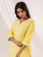 Thumbnail for Janasya Light Cotton Embroidered Straight Kurta