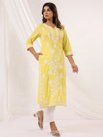 Thumbnail for Janasya Light Cotton Embroidered Straight Kurta
