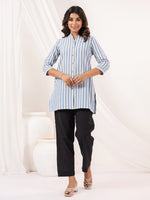 Thumbnail for Janasya Light Cotton Striped Straight Kurta