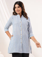 Thumbnail for Janasya Light Cotton Striped Straight Kurta