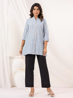Thumbnail for Janasya Light Cotton Striped Straight Kurta
