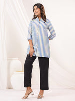 Thumbnail for Janasya Light Cotton Striped Straight Kurta
