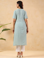 Thumbnail for Janasya Light Cotton Striped Straight Kurta