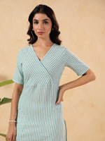 Thumbnail for Janasya Light Cotton Striped Straight Kurta