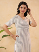 Thumbnail for Janasya Light Cotton Striped Straight Kurta