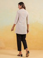 Thumbnail for Janasya Light Cotton Striped Straight Kurta