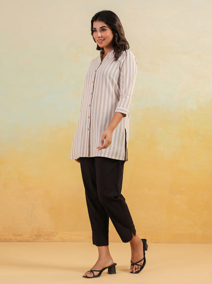 Janasya Light Cotton Striped Straight Kurta - Distacart
