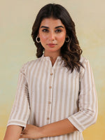 Thumbnail for Janasya Light Cotton Striped Straight Kurta