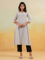 Thumbnail for Janasya Light Cotton Striped Straight Kurta