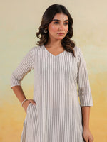 Thumbnail for Janasya Light Cotton Striped Straight Kurta