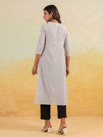 Thumbnail for Janasya Light Cotton Striped Straight Kurta