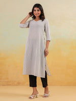 Thumbnail for Janasya Light Cotton Striped Straight Kurta