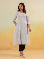 Thumbnail for Janasya Light Cotton Striped Straight Kurta