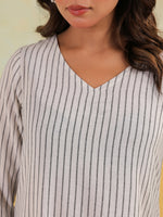 Thumbnail for Janasya Light Cotton Striped Straight Kurta