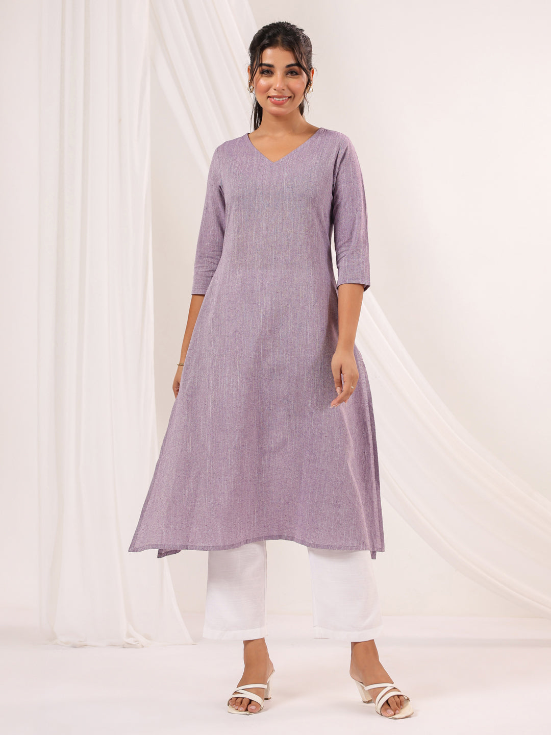 Janasya Light Cotton Solid Straight Kurta