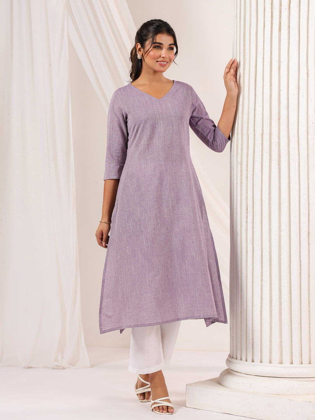 Janasya Light Cotton Solid Straight Kurta