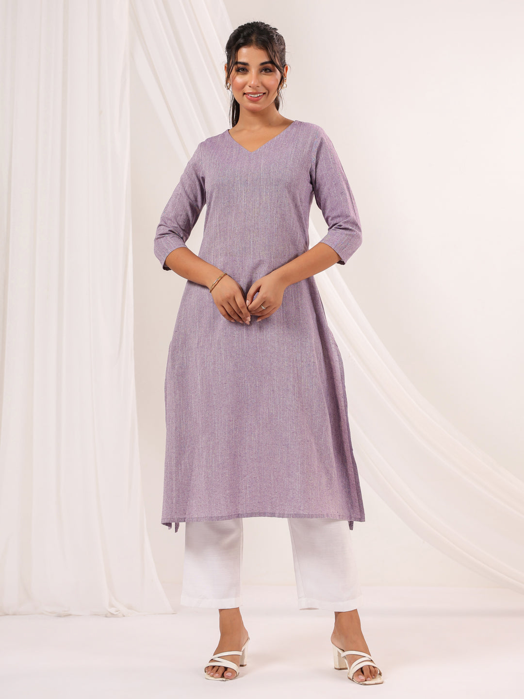 Janasya Light Cotton Solid Straight Kurta