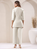 Thumbnail for Janasya Off White Cotton Solid Pant