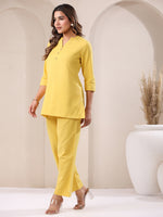 Thumbnail for Janasya Yellow Cotton Solid Pant