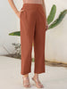 Janasya Rust Cotton Solid Pant - Distacart