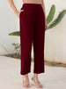 Janasya Maroon Cotton Solid Pant - Distacart