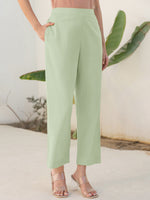 Thumbnail for Janasya Mint Cotton Solid Pant