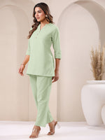 Thumbnail for Janasya Mint Cotton Solid Pant