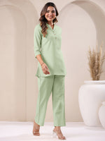 Thumbnail for Janasya Mint Cotton Solid Pant