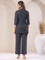 Thumbnail for Janasya Grey Cotton Solid Pant