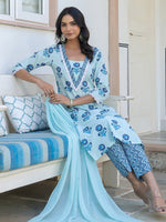 Thumbnail for Janasya Light Cotton Floral Straight Kurta Set