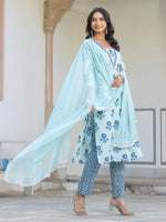 Thumbnail for Janasya Light Cotton Floral Straight Kurta Set