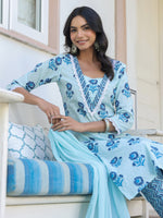 Thumbnail for Janasya Light Cotton Floral Straight Kurta Set