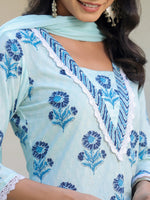 Thumbnail for Janasya Light Cotton Floral Straight Kurta Set