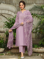 Thumbnail for Janasya Light Silk Blend Yoke Embroidery Straight Kurta Set