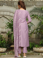 Thumbnail for Janasya Light Silk Blend Yoke Embroidery Straight Kurta Set