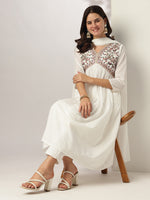 Thumbnail for Janasya Light Dobby Cotton Embroidered A-Line Kurta Set