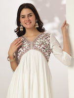 Thumbnail for Janasya Light Dobby Cotton Embroidered A-Line Kurta Set