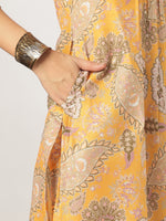 Thumbnail for Janasya Bright Silk Blend Floral Straight Kurta Set