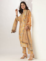 Thumbnail for Janasya Bright Silk Blend Floral Straight Kurta Set