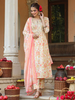 Thumbnail for Janasya Light Cotton Floral A-Line Kurta Set