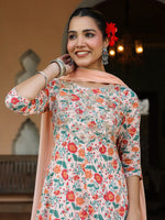 Thumbnail for Janasya Light Cotton Floral Anarkali Kurta Set