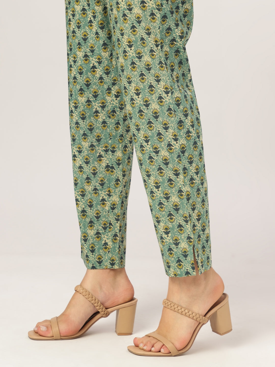 Janasya Dark Cotton Floral A-Line Kurta Set