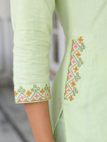 Thumbnail for Janasya Light Cotton Self Design Straight Kurta Set