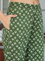 Thumbnail for Janasya Dark Cotton Floral A-Line Kurta Set