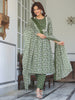 Janasya Dark Cotton Floral A-Line Kurta Set - Distacart