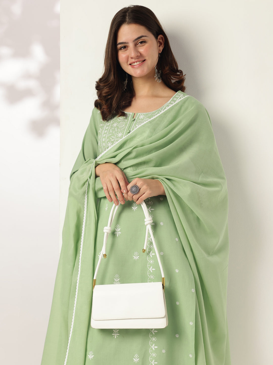 Janasya Light Cotton Embroidered Straight Kurta Set