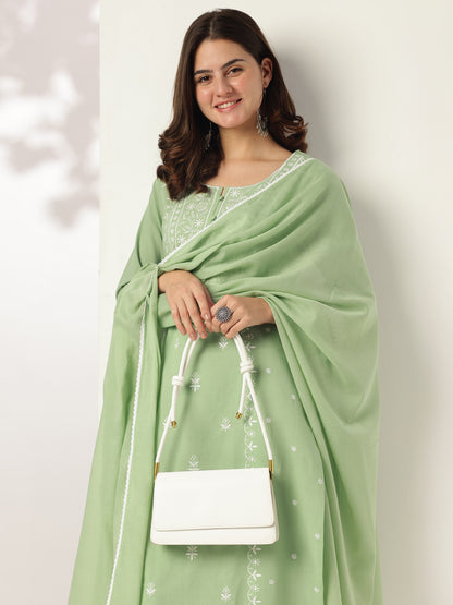 Janasya Light Cotton Embroidered Straight Kurta Set - Distacart